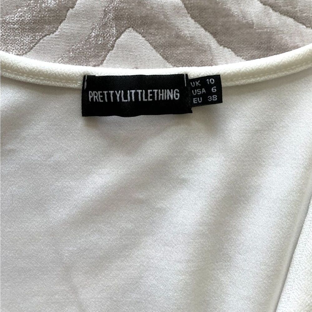 PrettyLittleThing White Ruched Crop Top with Adjustable Drawstring - Picture 8 of 9